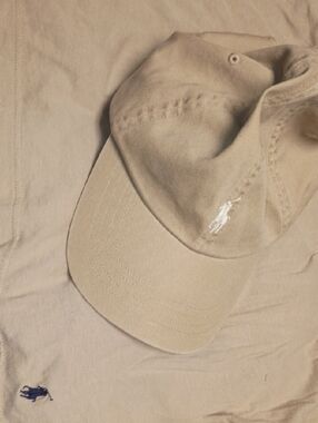 Ralph Lauren Tan Canvas Polo Cap with  Logo And 1 2xl Polo Tshirt Same Color